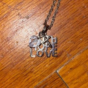 Vintage Y2K Christian Faith Hope Love Cross Necklace